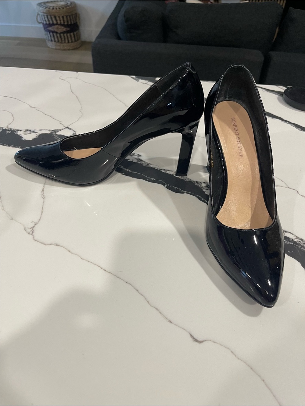 Black Patent Pointed-Toe Stiletto Pumps